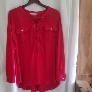 Red Lace-Up Women's Top